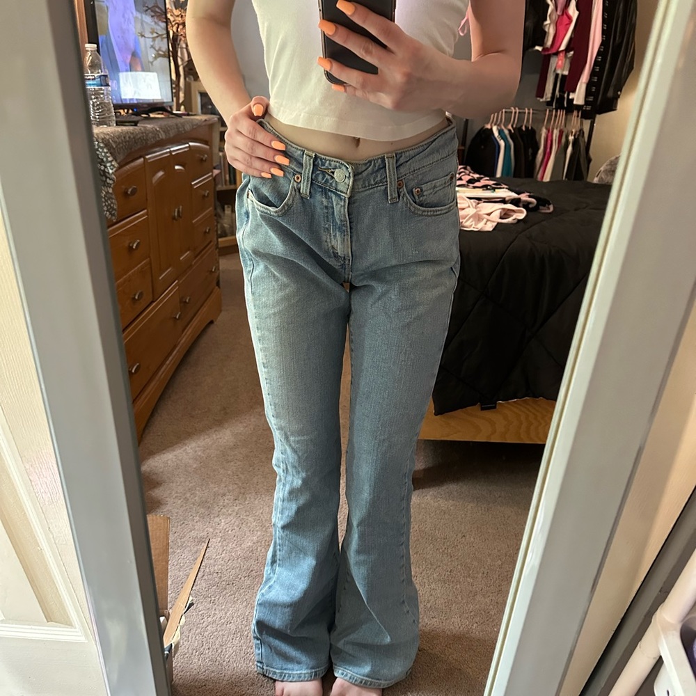 low stretch levi 519 low flair jeans